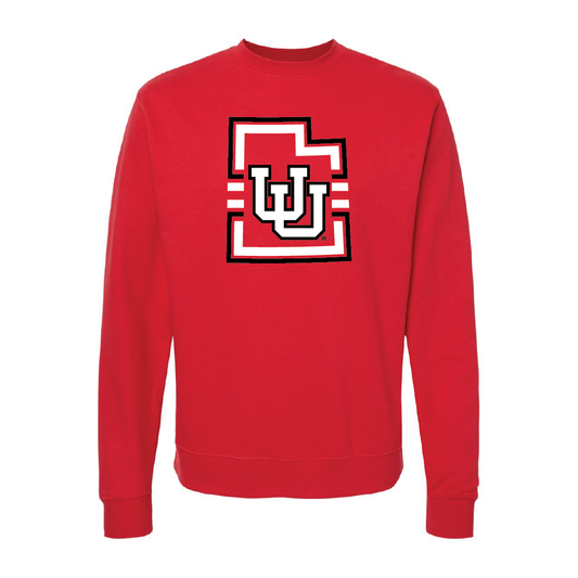 Interlocking UU - State W/Utah Stripe Embroidered Crew Neck Sweatshirt