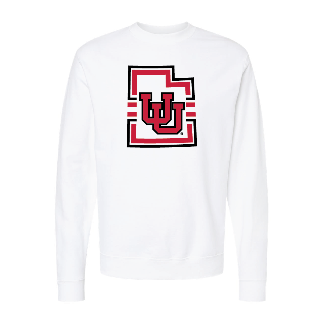 Interlocking UU - State W/Utah Stripe Embroidered Crew Neck Sweatshirt