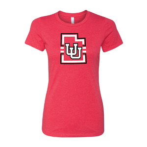 Interlocking UU - State W/Utah Stripe Womens T-Shirt