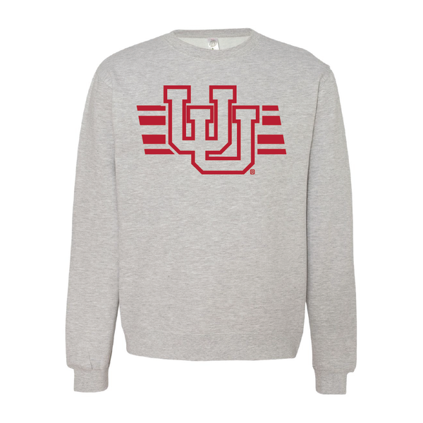 Interlocking UU - Utah Stripe - Singlecolor Embroidered Crew Neck Sweatshirt