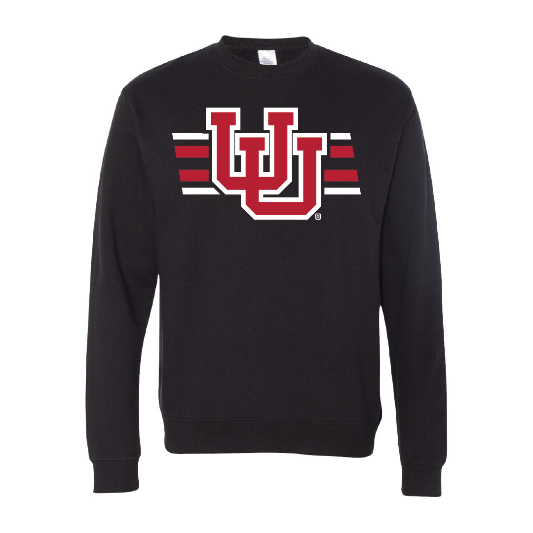 Interlocking UU - Utah Stripe Embroidered Crew Neck Sweatshirt