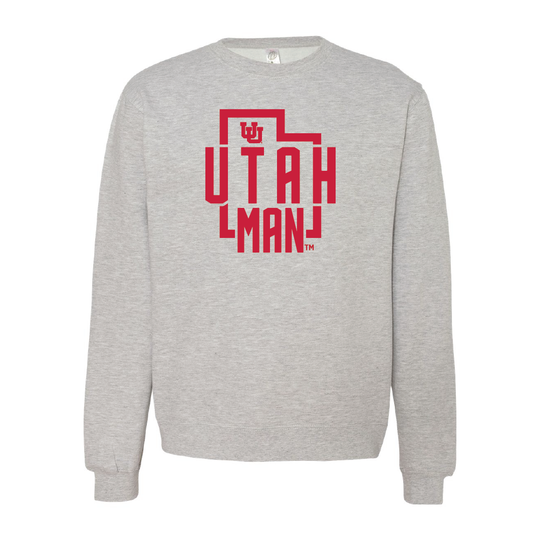 Utah Man State Embroidered Crew Neck Sweatshirt