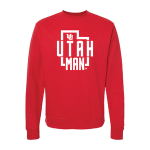 Utah Man State Embroidered Crew Neck Sweatshirt
