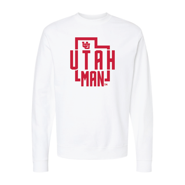 Utah Man State Embroidered Crew Neck Sweatshirt