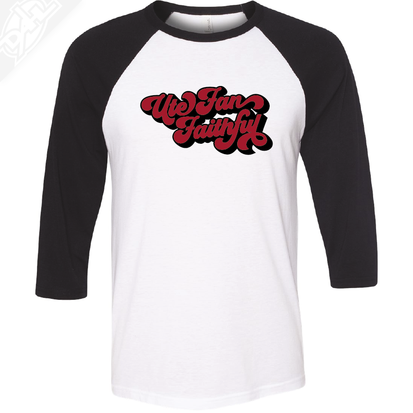 Ute Fan Faithful Retro - 3/4 Sleeve Baseball Shirt