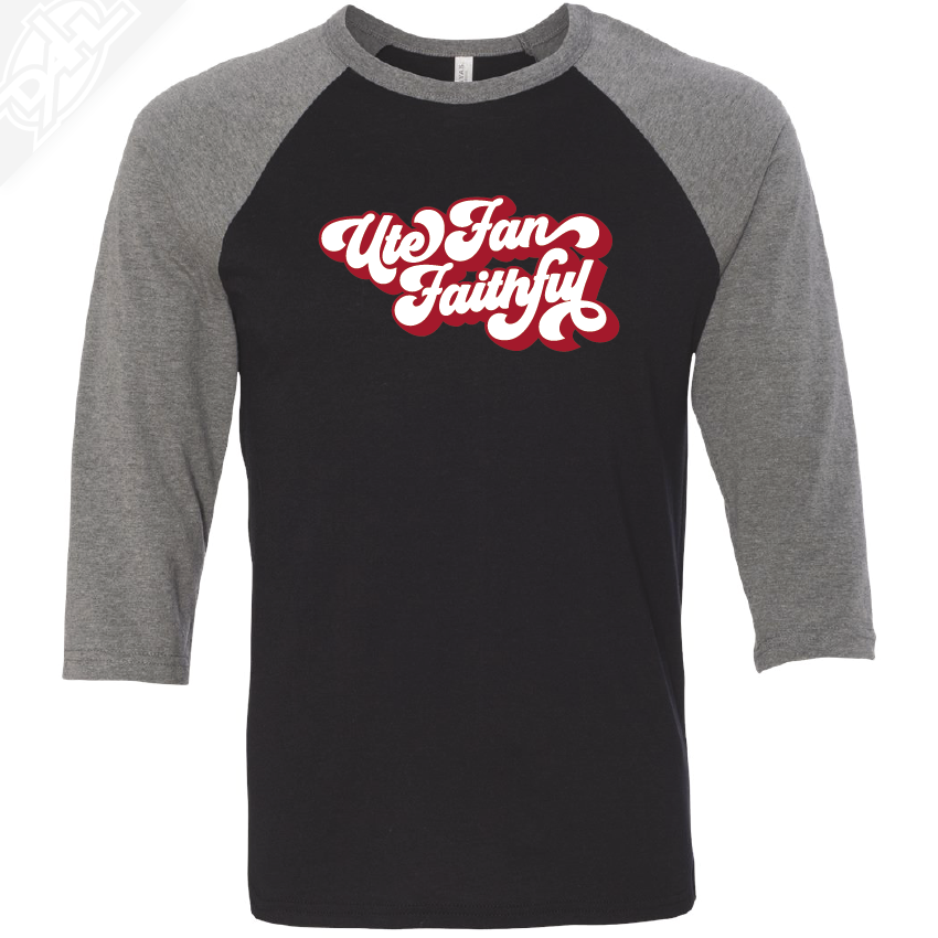 Ute Fan Faithful Retro - 3/4 Sleeve Baseball Shirt