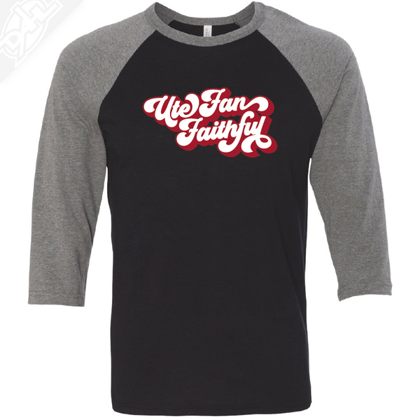 Ute Fan Faithful Retro - 3/4 Sleeve Baseball Shirt