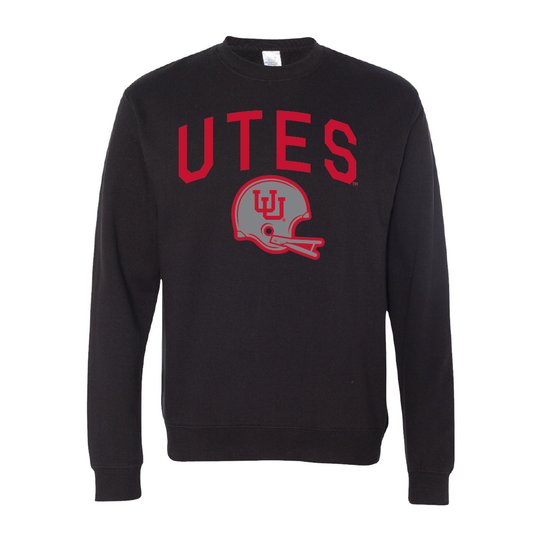 Utes Gray Throwback Embroidered Crew Neck Sweatshirt