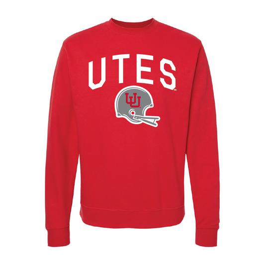 Utes Gray Throwback Embroidered Crew Neck Sweatshirt