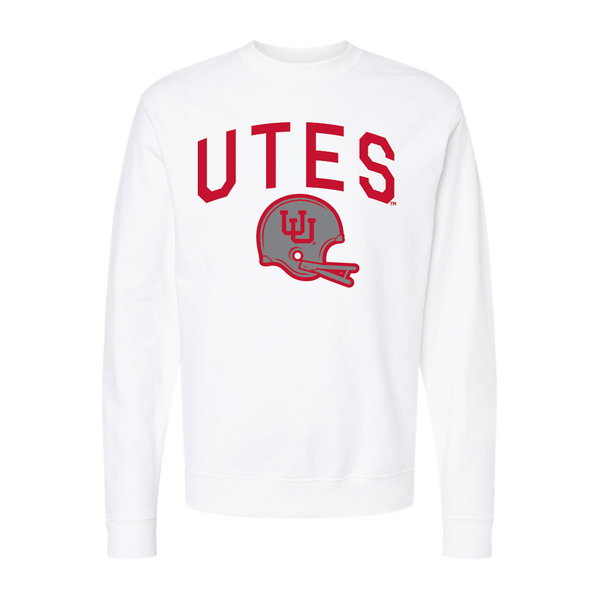 Utes Gray Throwback Embroidered Crew Neck Sweatshirt