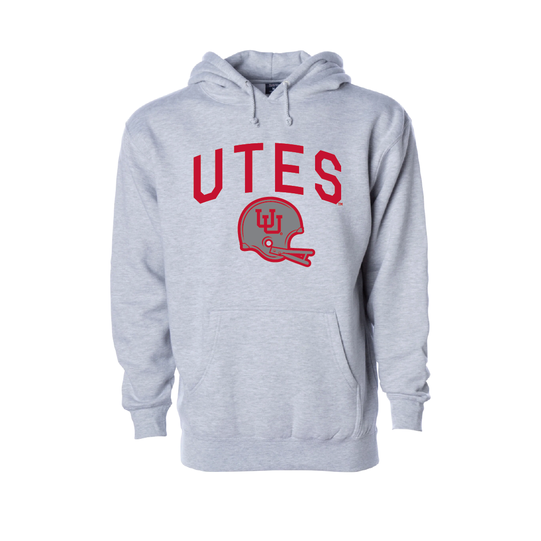 Utes Gray Throwback  Embroidered Hoodie