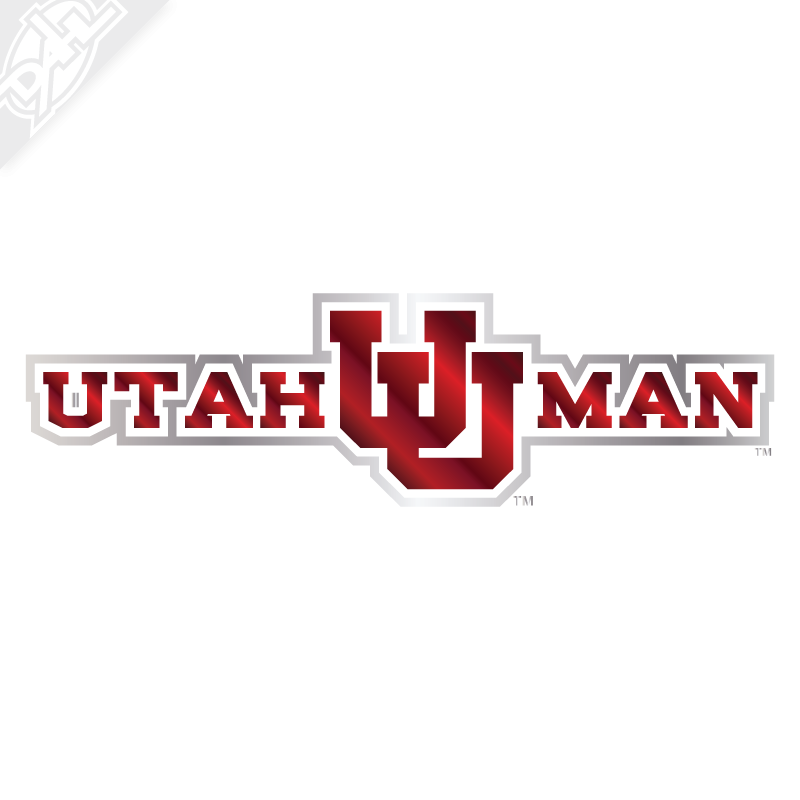 Utah Man - Interlocking UU 2 Color Chrome Vinyl Decal