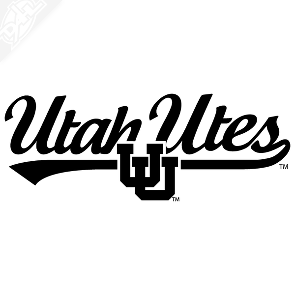 Utah Utes Script with Interlocking UU Vinyl Decal