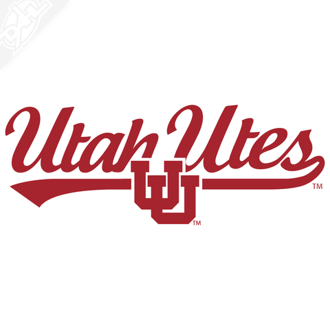 Utah Utes Script with Interlocking UU Vinyl Decal