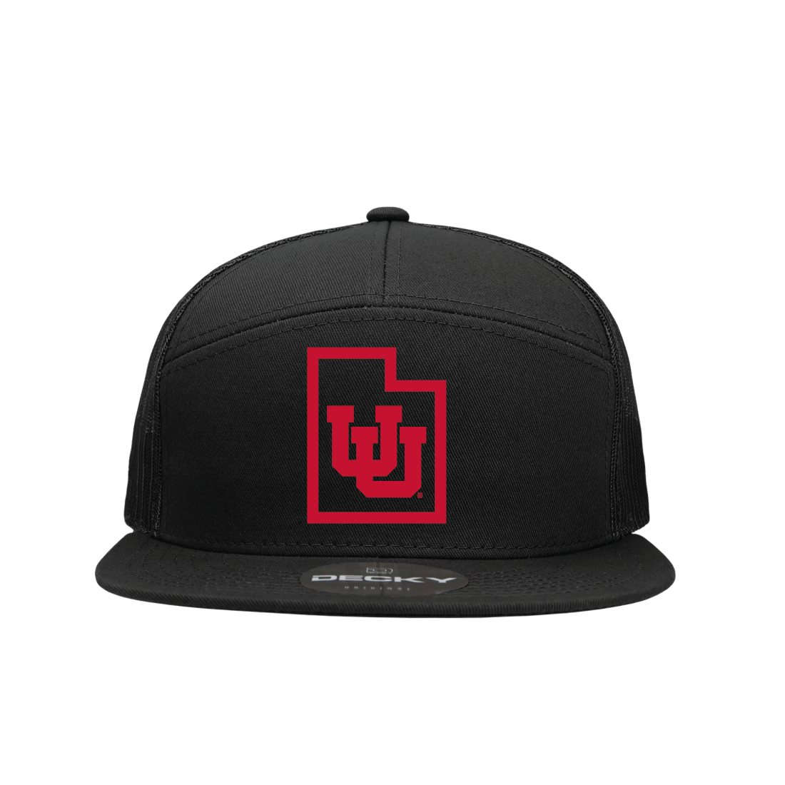 Black 7 Panel Trucker Hat