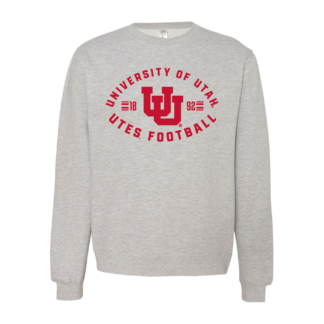 University of Utah Utes Football Embroidered Crew Neck Sweatshirt