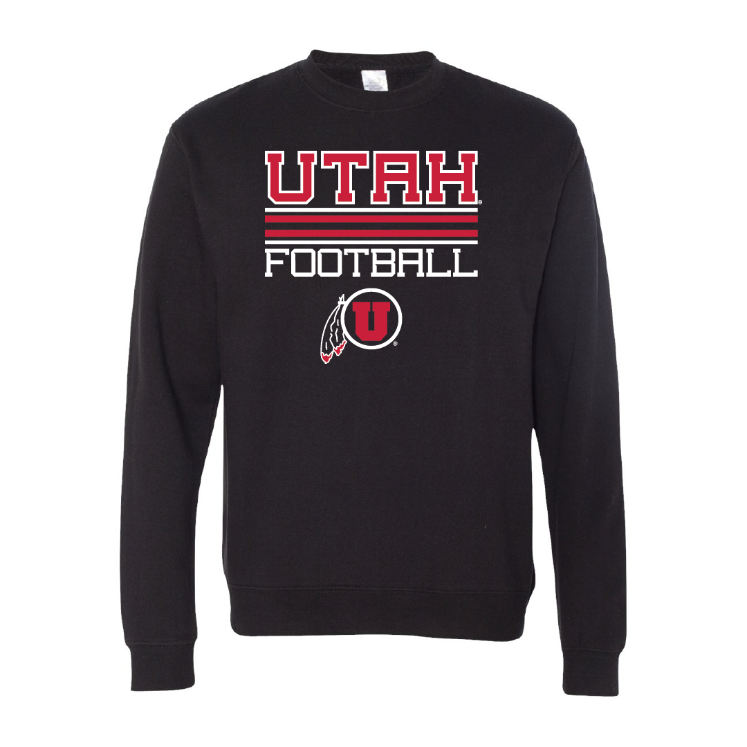 Utah Football - Circle and Feather Embroidered Crew Neck Sweatshirt