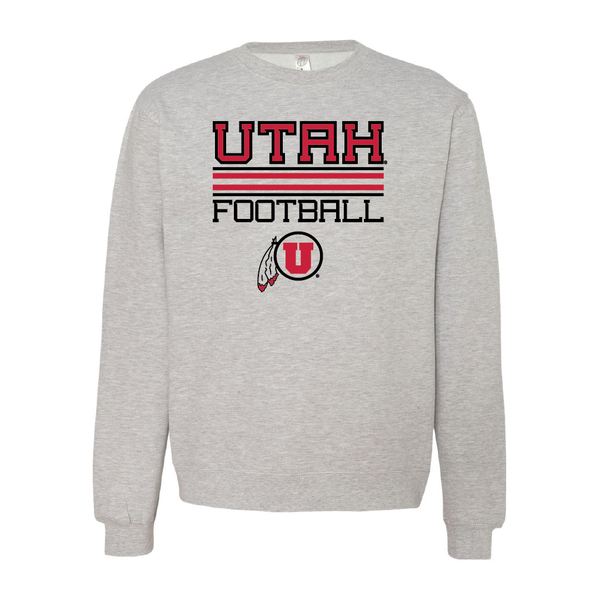 Utah Football - Circle and Feather Embroidered Crew Neck Sweatshirt