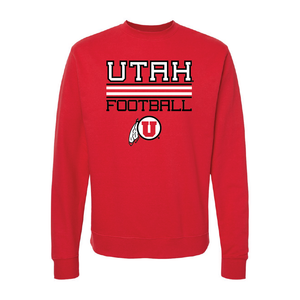 Utah Football - Circle and Feather Embroidered Crew Neck Sweatshirt