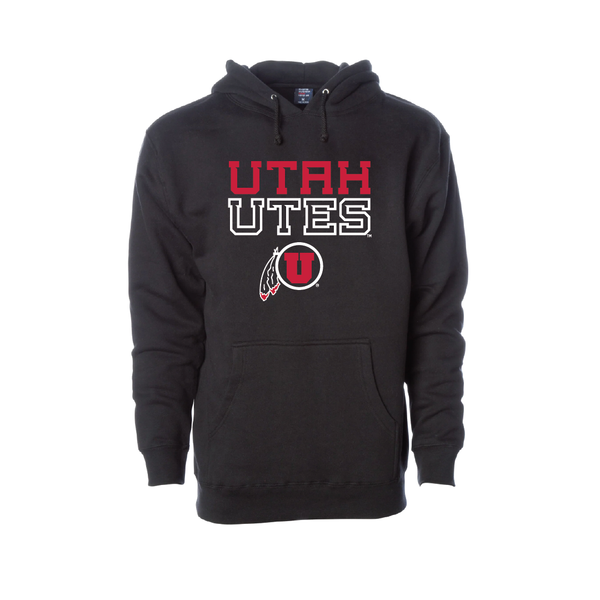 Utah Utes - W/Circle and Feather  Embroidered Hoodie