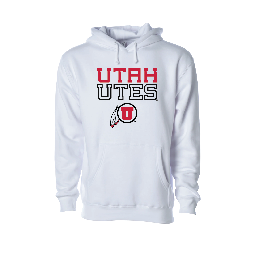 Utah Utes - W/Circle and Feather  Embroidered Hoodie