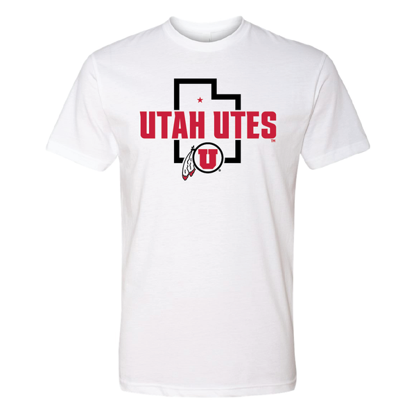 Utah Utes - State Outline - Circle and Feather Mens T-Shirt