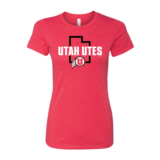 Utah Utes - State Outline - Circle and Feather Womens T-Shirt