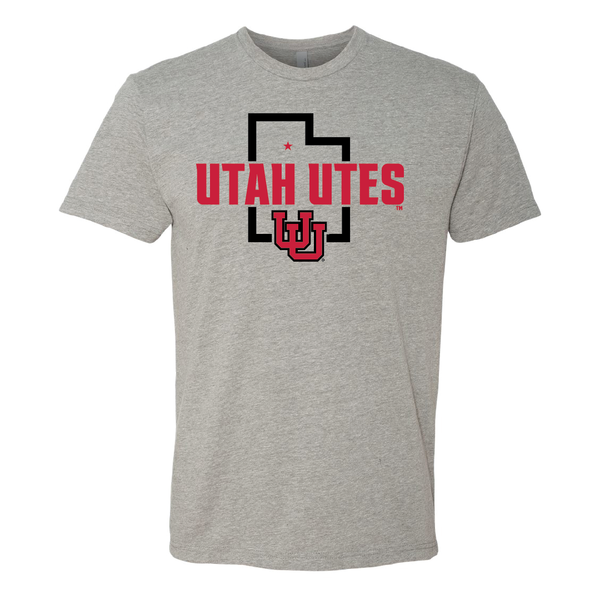 Utah Utes - State Outline - Interlocking UUMens T-Shirt