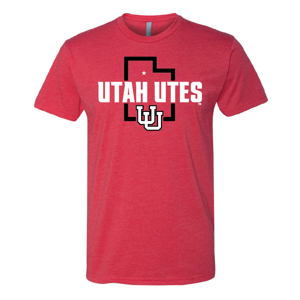 Utah Utes - State Outline - Interlocking UUMens T-Shirt
