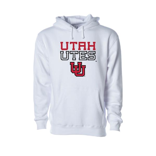 Utah Utes - Utah Stripe- Interlocking UU  Embroidered Hoodie