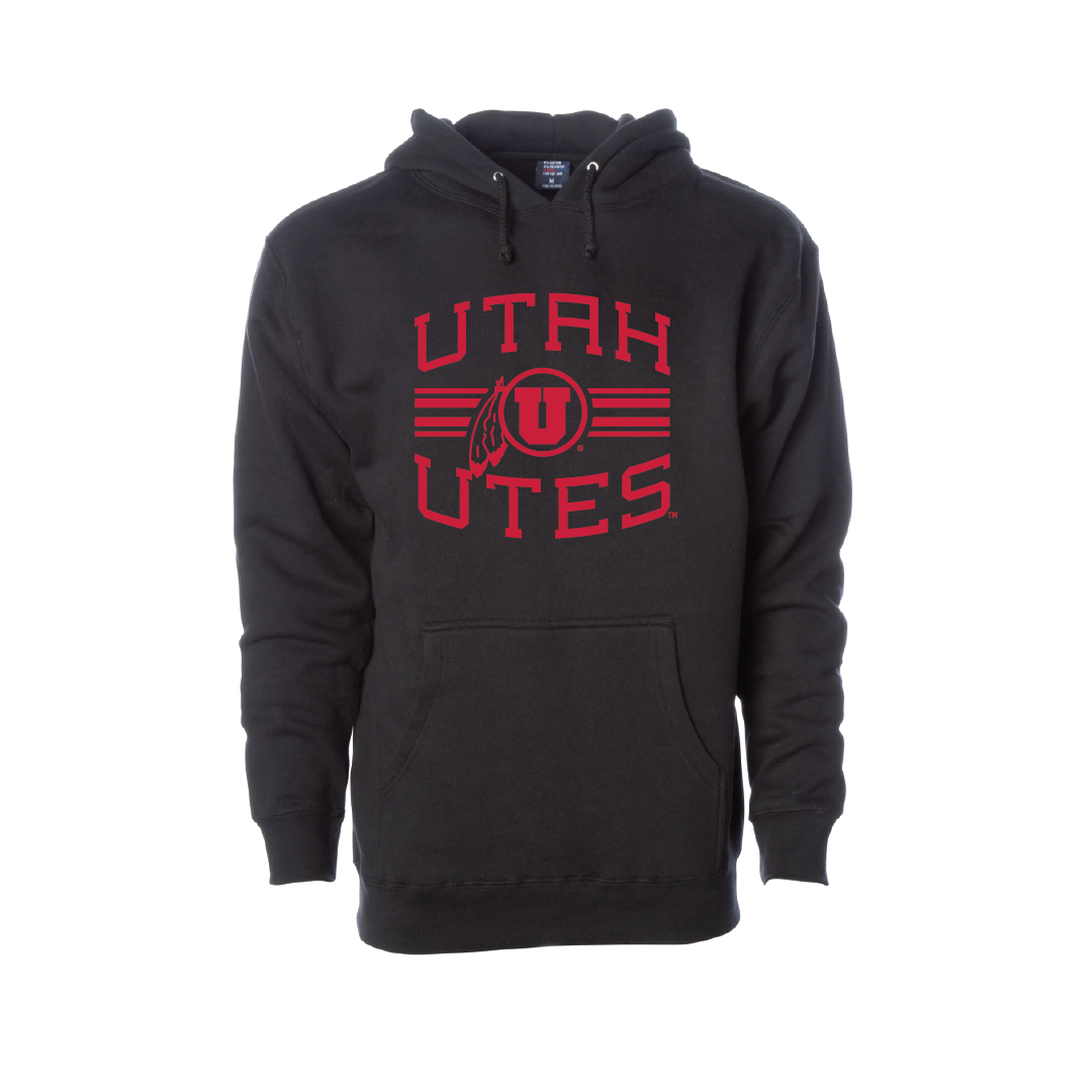 Utah Utes  -Utah Stripe-Circle and Feather  Embroidered Hoodie