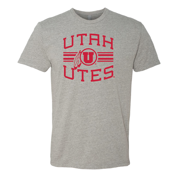 Utah Utes -Utah Stripe-Circle and FeatherMens T-Shirt