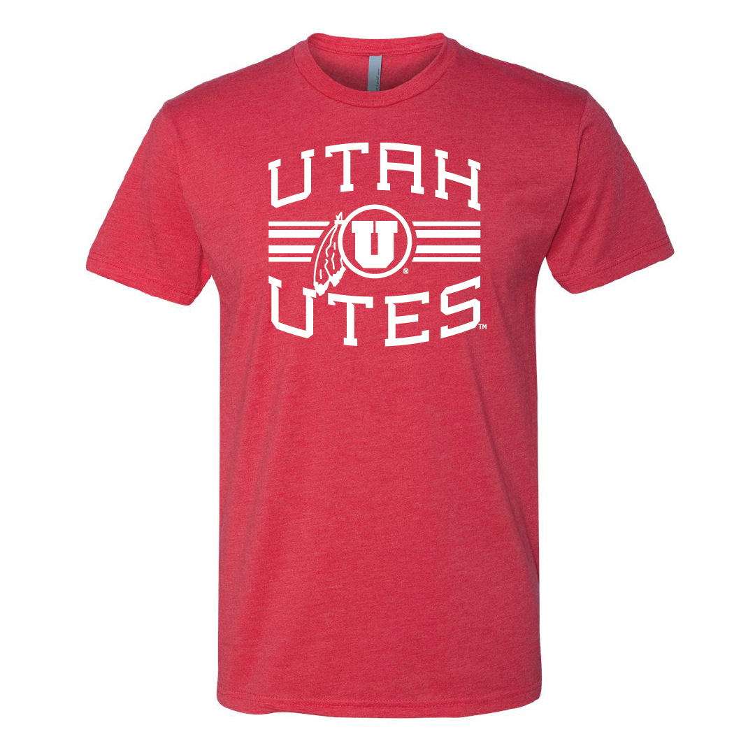 Utah Utes -Utah Stripe-Circle and Feather Mens T-Shirt