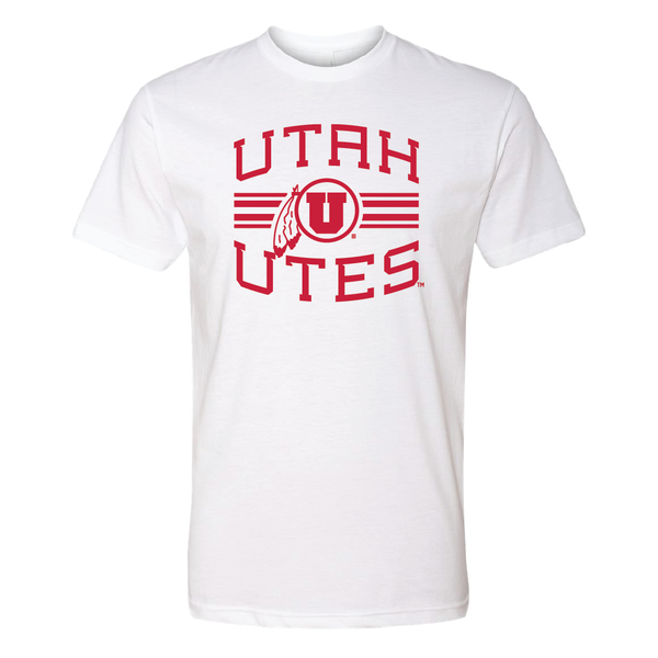 Utah Utes -Utah Stripe-Circle and Feather Mens T-Shirt
