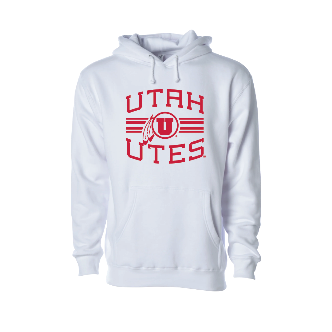 Utah Utes  -Utah Stripe-Circle and Feather  Embroidered Hoodie