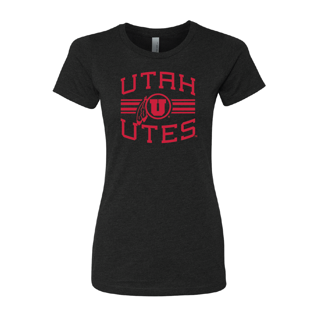 Utah Utes -Utah Stripe-Circle and Feather Womens T-Shirt