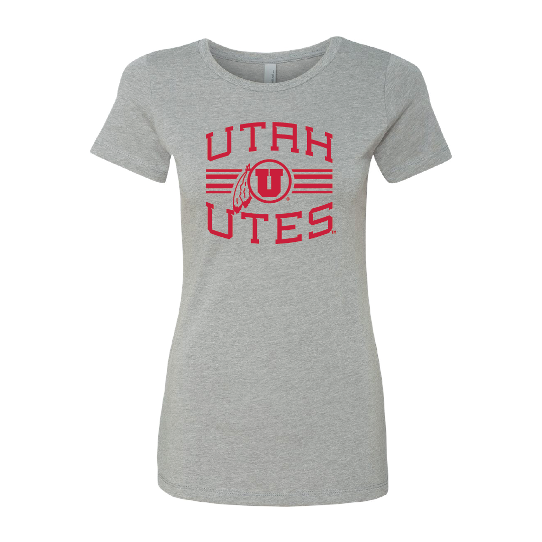 Utah Utes -Utah Stripe-Circle and Feather Womens T-Shirt