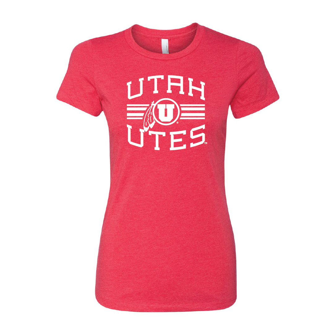 Utah Utes -Utah Stripe-Circle and FeatherWomens T-Shirt