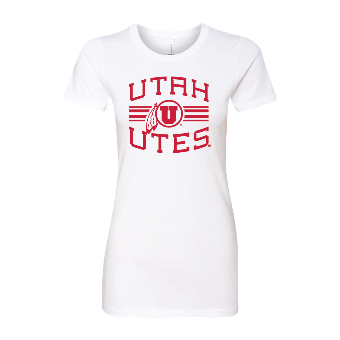 Utah Utes -Utah Stripe-Circle and Feather Womens T-Shirt