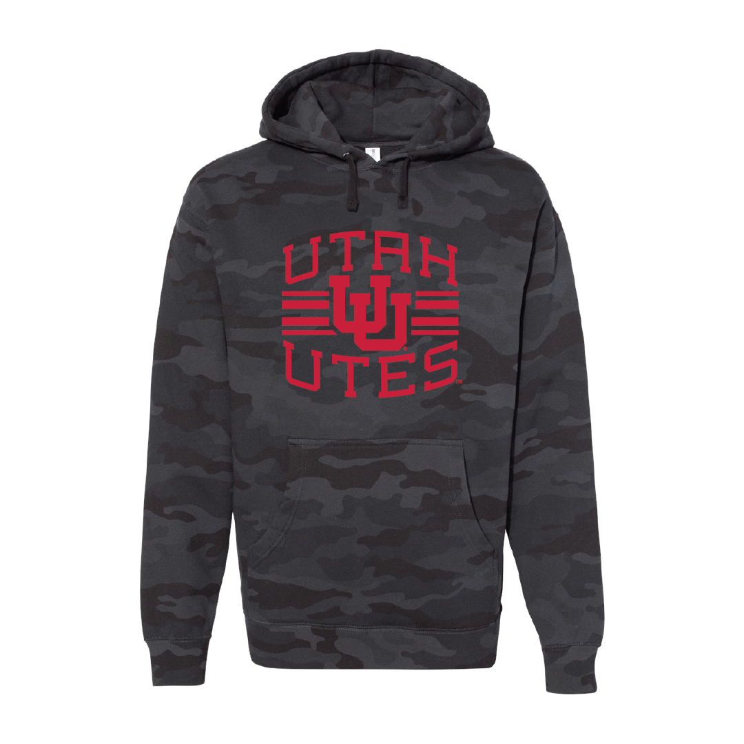 Utah Utes  - Utah Stripe-Circle and Feather  Embroidered Hoodie