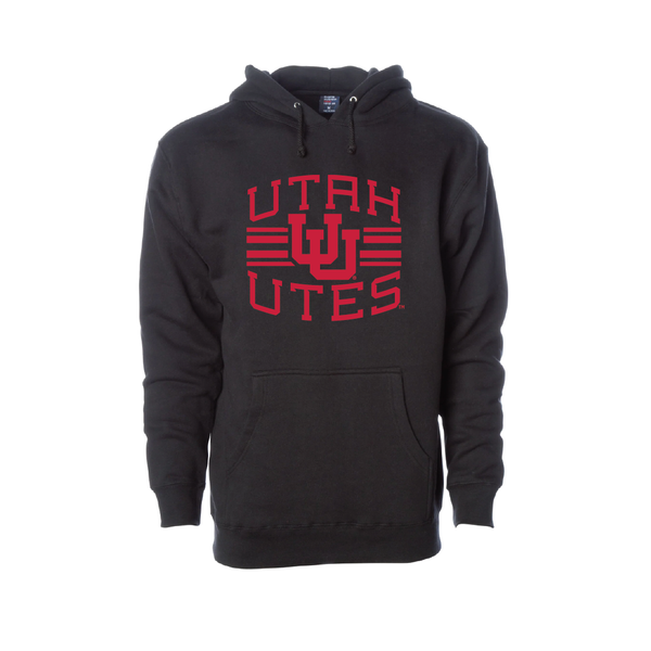 Utah Utes  - Utah Stripe-Circle and Feather  Embroidered Hoodie