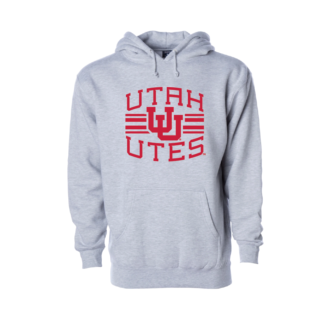 Utah Utes  - Utah Stripe-Circle and Feather  Embroidered Hoodie