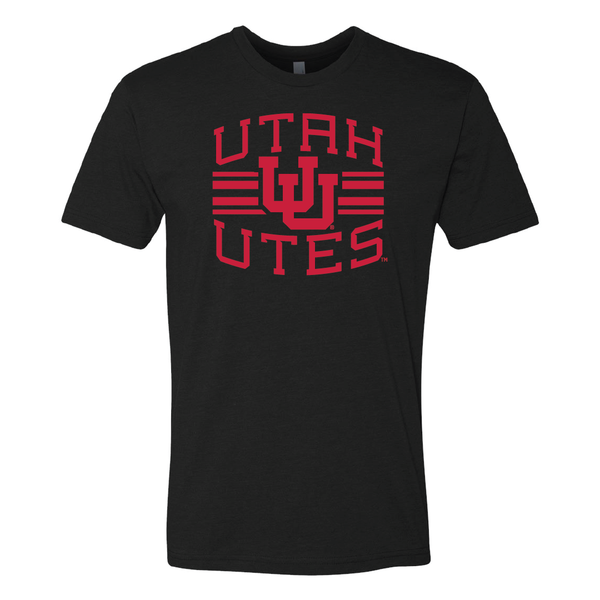 Utah Utes - Utah Stripe - Interlocking UUMens T-Shirt