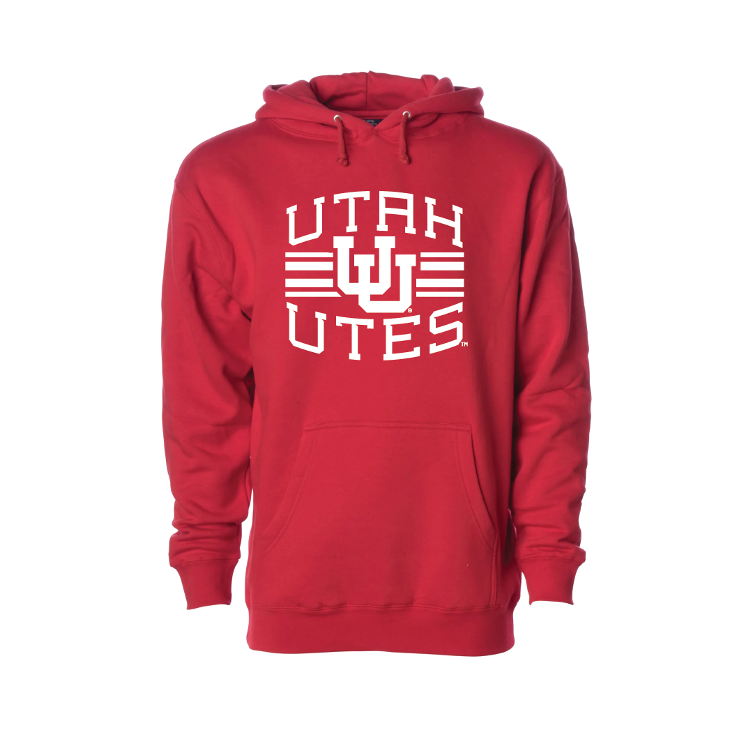 Utah Utes  - Utah Stripe-Circle and Feather  Embroidered Hoodie