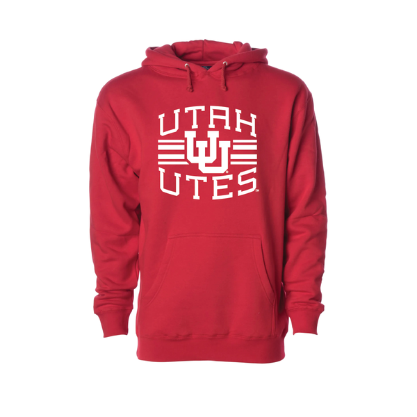 Utah Utes  - Utah Stripe-Circle and Feather  Embroidered Hoodie
