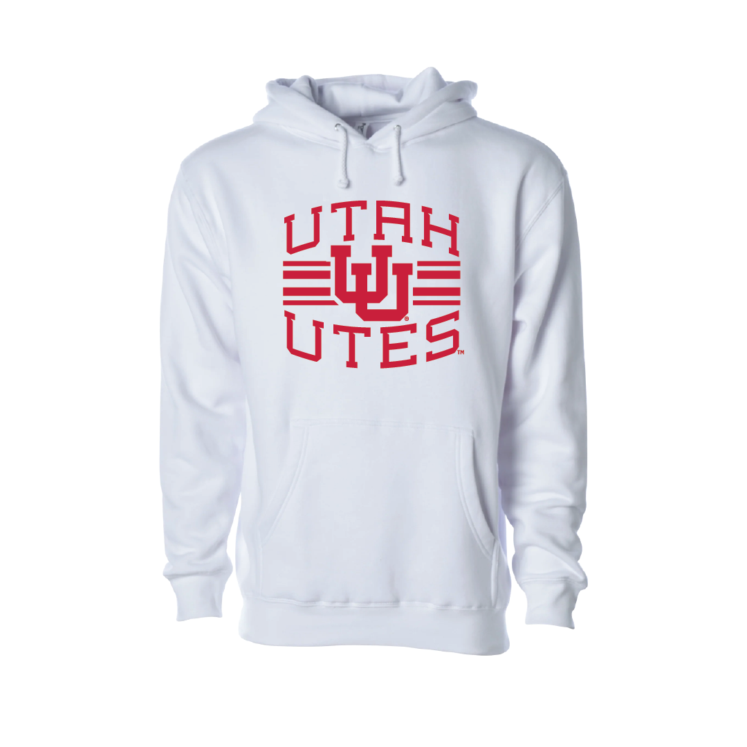 Utah Utes  - Utah Stripe-Circle and Feather  Embroidered Hoodie