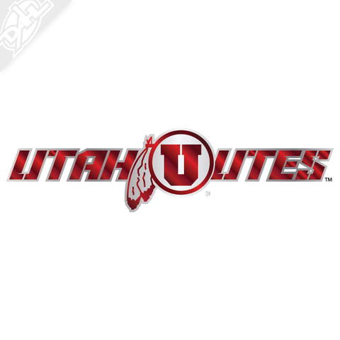 Utah Utes - Circle in Feather 2 Color Chrome Vinyl Decal