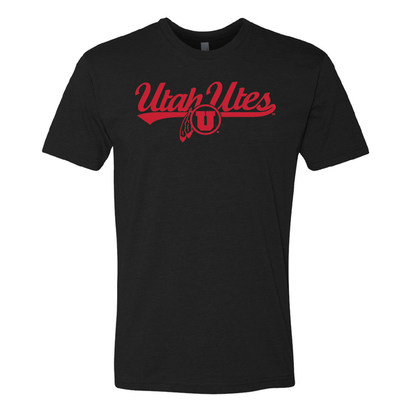 Utah Utes - Script-Circle and Feather Mens T-Shirt
