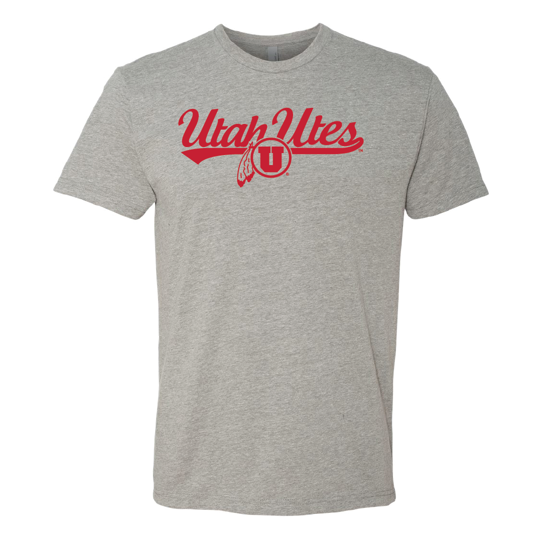 Utah Utes - Script-Circle and Feather Mens T-Shirt