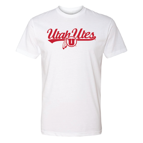 Utah Utes - Script-Circle and Feather Mens T-Shirt